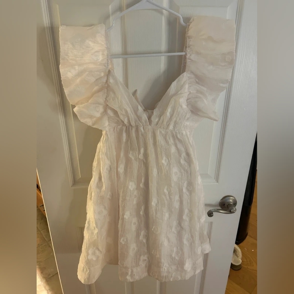 Ivory Ruffle Open-Back Dress - Picture 2 of 2